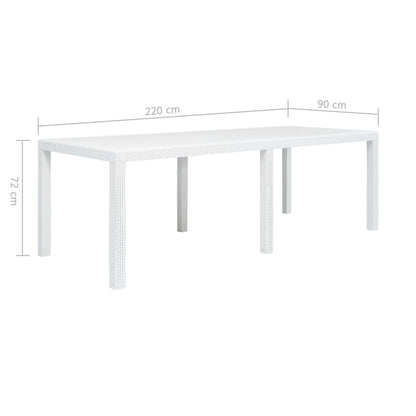 Tuintafel Rattan-Look Kunststof 220 x 90 x 72 cm Wit