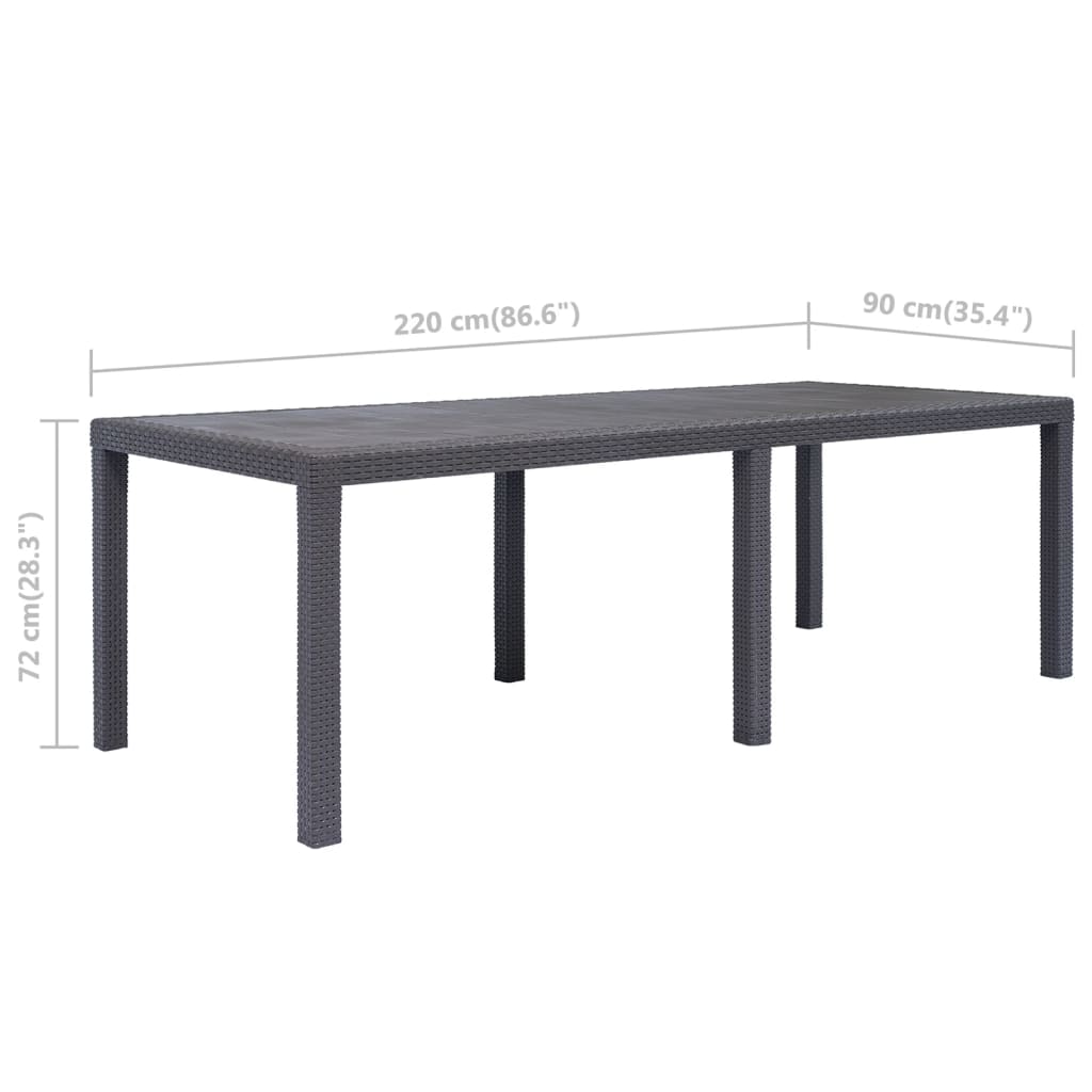 Tuintafel Rattan-Look Kunststof 220 x 90 x 72 cm Bruin