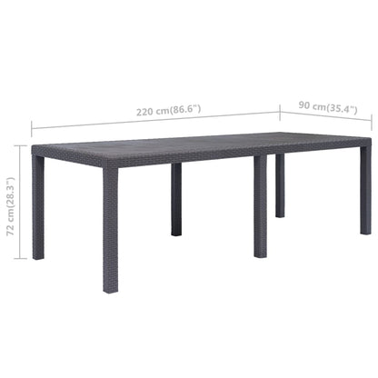 Tuintafel Rattan-Look Kunststof 220 x 90 x 72 cm Bruin