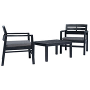Loungeset 3-delig kunststof antraciet