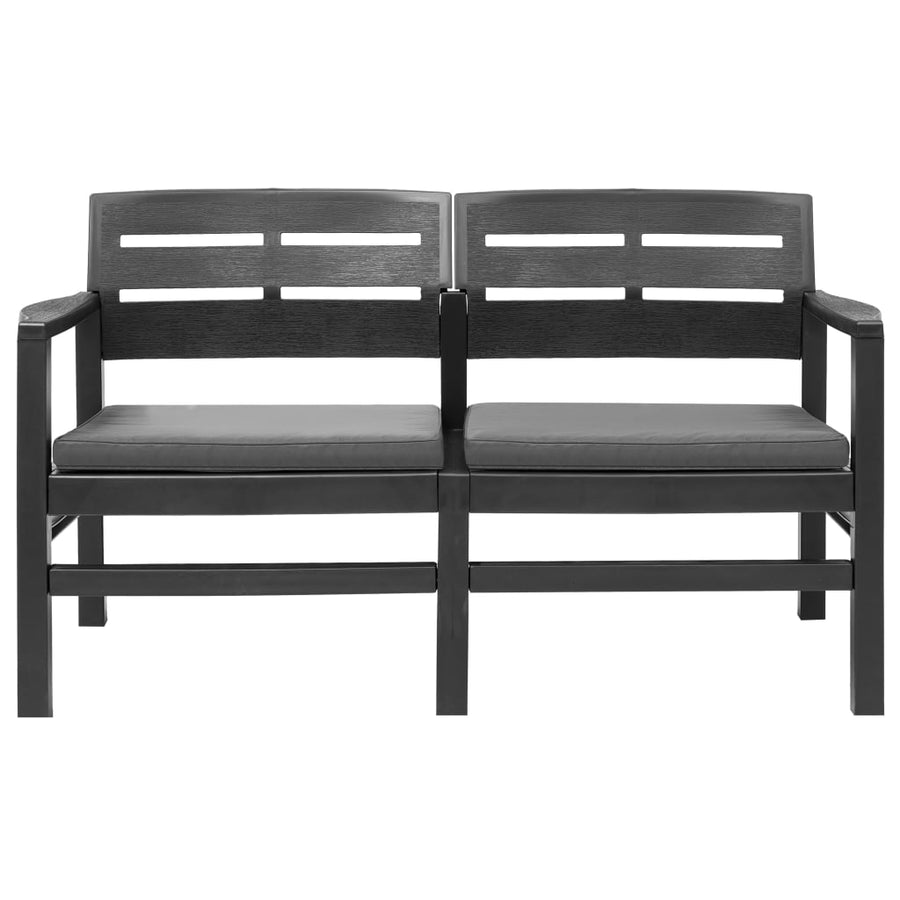 Tuinbank 2-Zits Met Kussens 133 Cm Kunststof Antraciet