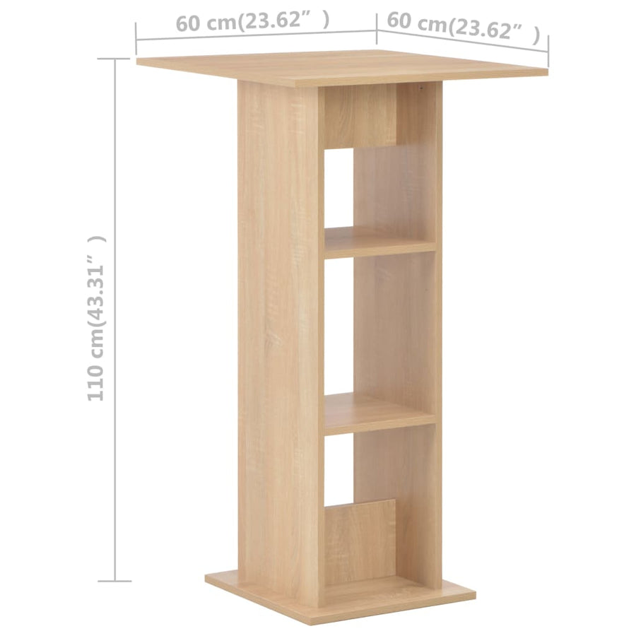 Bartafel 60X60X0 Cm Kleurig Eiken