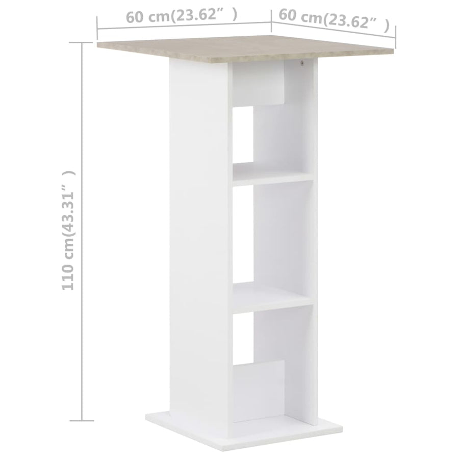 Bartafel 60X60X0 Cm Wit En Betonkleurig Betongrijs