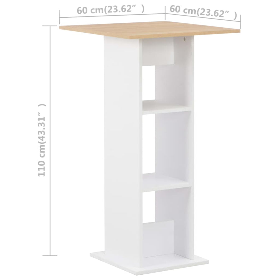 Bartafel 60X60X0 Cm En Sonoma Eikenkleurig Wit en bruin