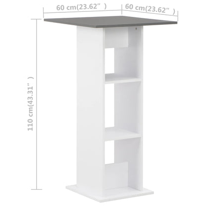 Bartafel 60X60X0 Cm Wit En Antraciet Grijs