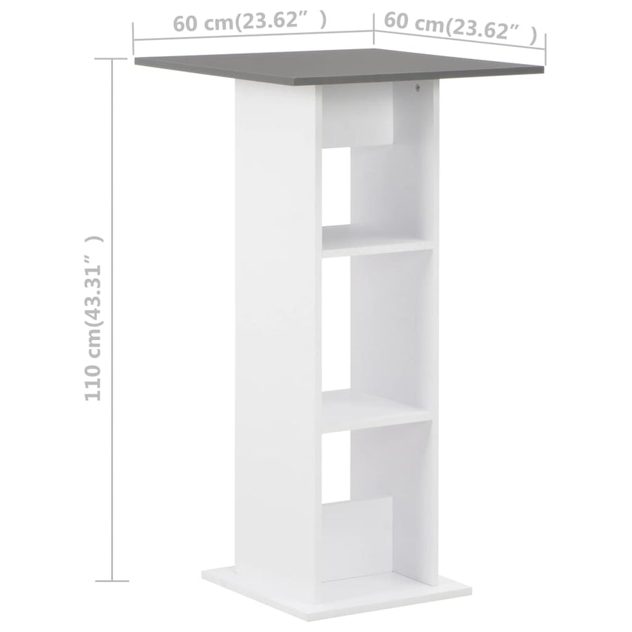 Bartafel 60X60X0 Cm Wit En Antraciet Grijs