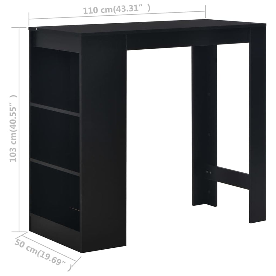 Bartafel Met Schap 0X50X03 Cm Zwart