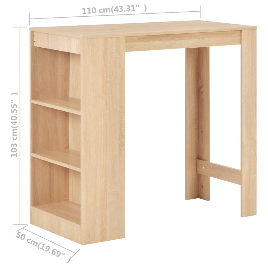 Bartafel Met Schap 0X50X03 Cm Kleurig Eiken