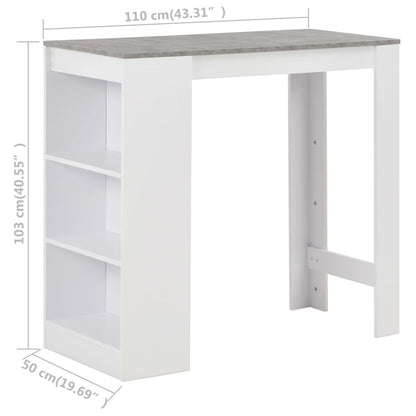 Bartafel Met Schap 0X50X03 Cm Wit Betongrijs