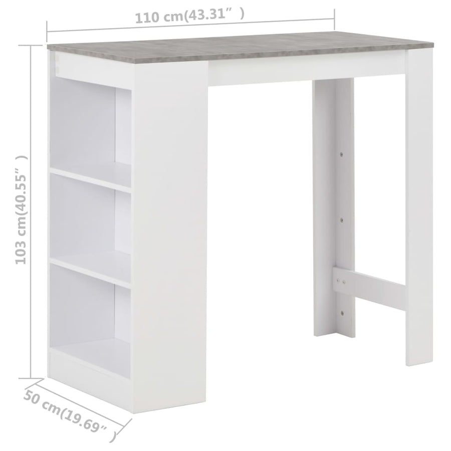 Bartafel Met Schap 0X50X03 Cm Wit Betongrijs