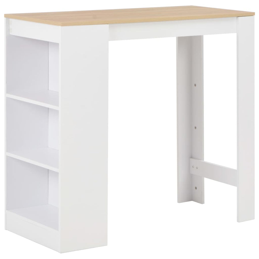 Bartafel Met Schap 0X50X03 Cm Wit en bruin