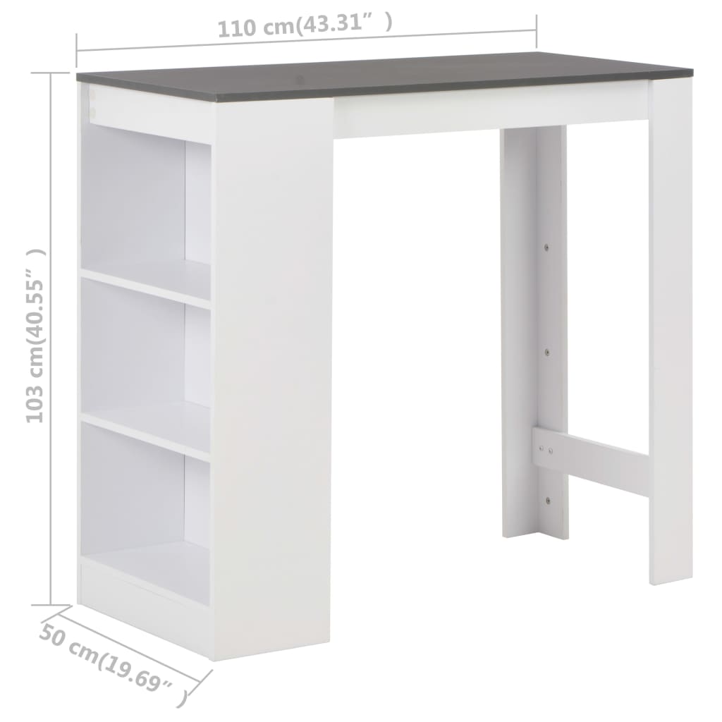 Bartafel Met Schap 0X50X03 Cm Wit Grijs