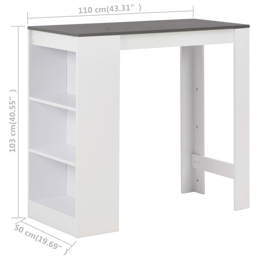 Bartafel Met Schap 0X50X03 Cm Wit Grijs
