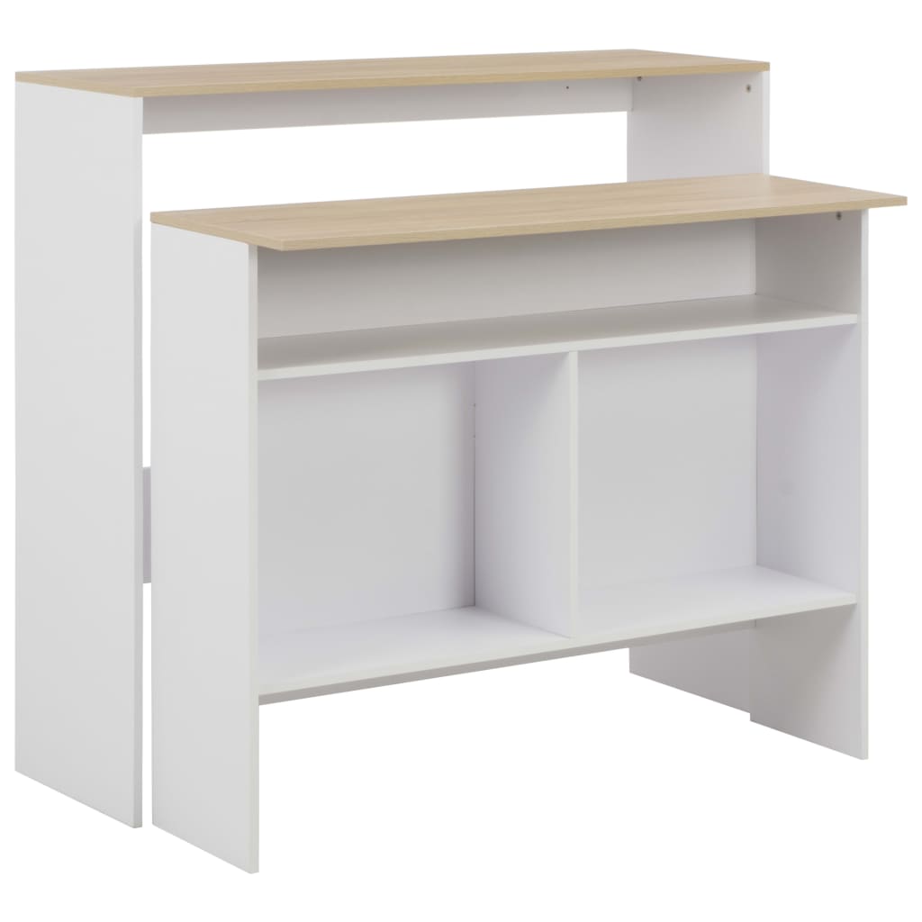 Bartafel Met 2 Tafelbladen 30X40X20 Cm En Eikenkleurig Wit en bruin