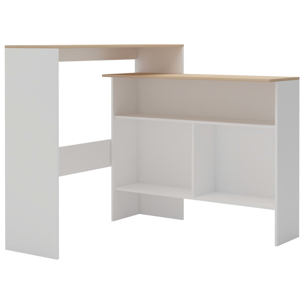 Bartafel Met 2 Tafelbladen 30X40X20 Cm En Eikenkleurig Wit en bruin