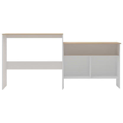 Bartafel Met 2 Tafelbladen 30X40X20 Cm En Eikenkleurig Wit en bruin