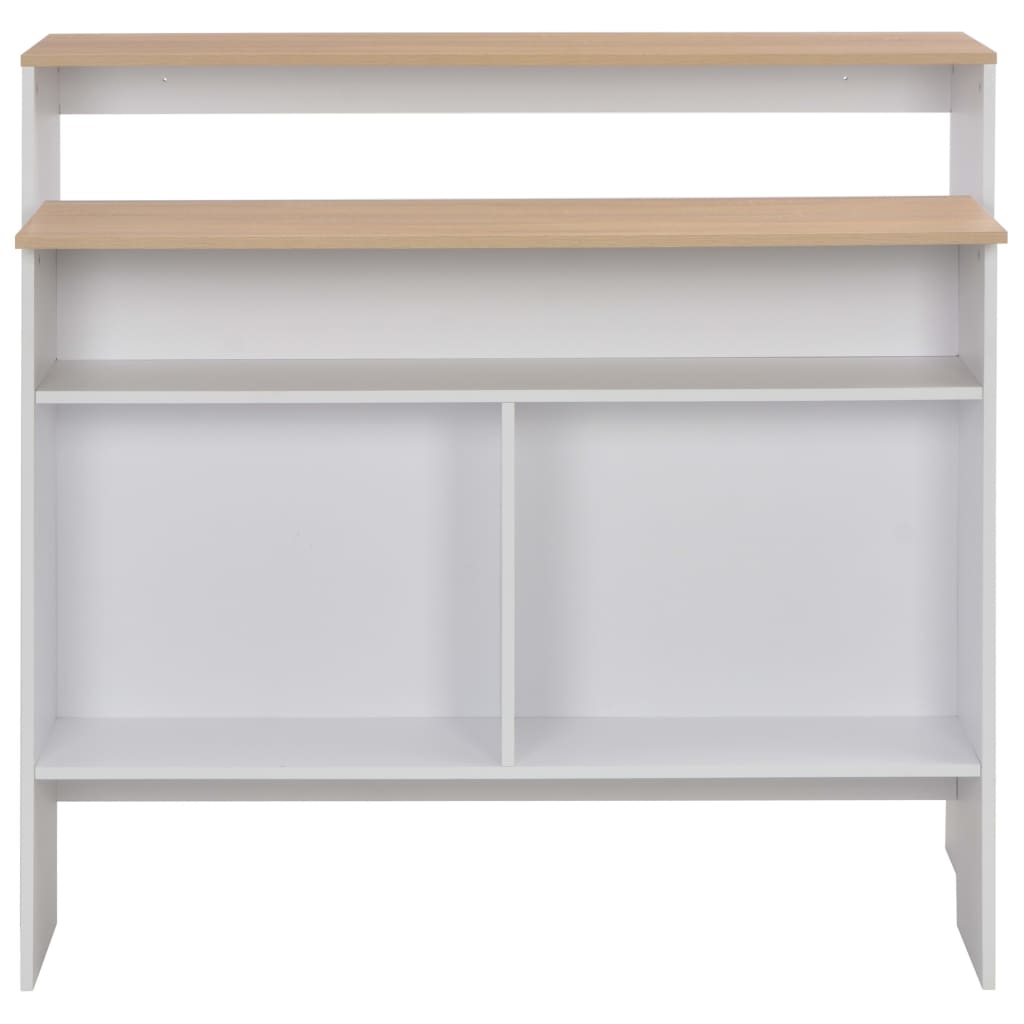 Bartafel Met 2 Tafelbladen 30X40X20 Cm En Eikenkleurig Wit en bruin