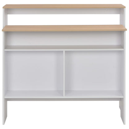 Bartafel Met 2 Tafelbladen 30X40X20 Cm En Eikenkleurig Wit en bruin