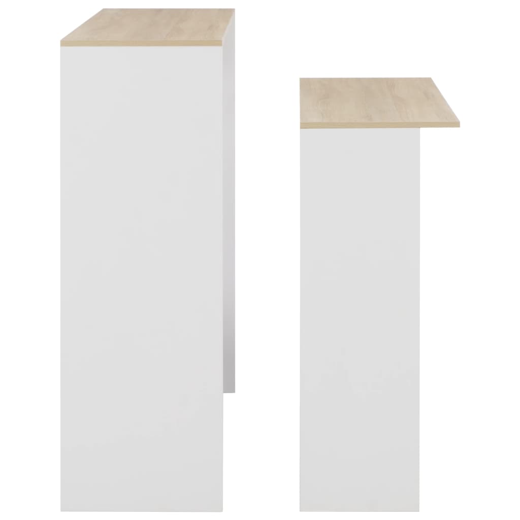 Bartafel Met 2 Tafelbladen 30X40X20 Cm En Eikenkleurig Wit en bruin