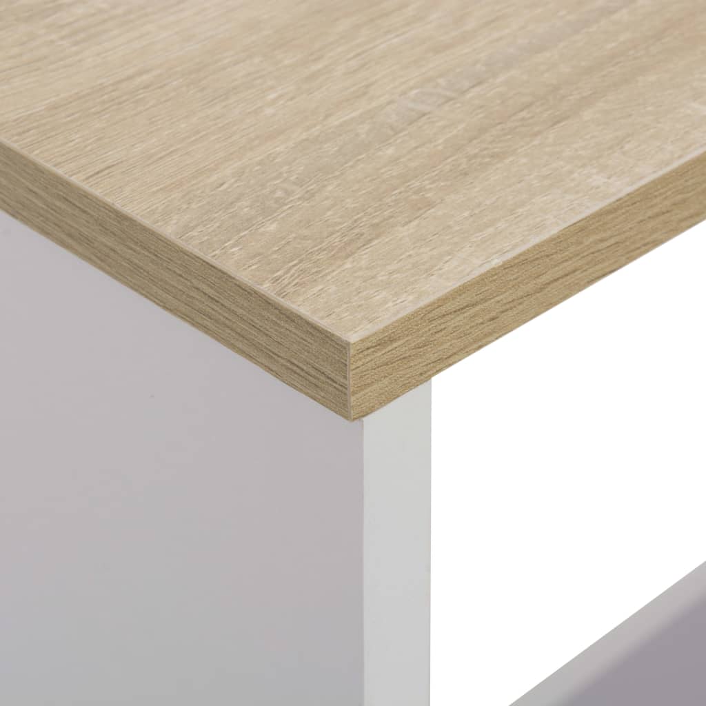 Bartafel Met 2 Tafelbladen 30X40X20 Cm En Eikenkleurig Wit en bruin