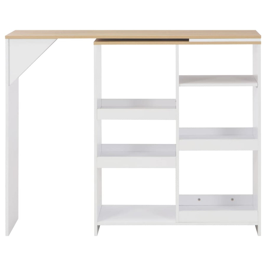 Bartafel met verplaatsbaar schap 138x39x110 cm wit Wit en bruin