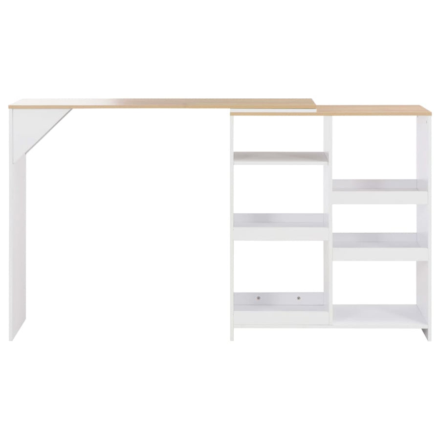 Bartafel met verplaatsbaar schap 138x39x110 cm wit Wit en bruin