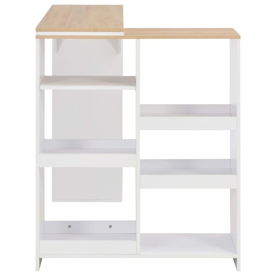 Bartafel met verplaatsbaar schap 138x39x110 cm wit Wit en bruin