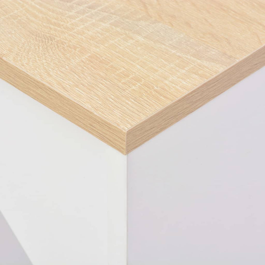 Bartafel met verplaatsbaar schap 138x39x110 cm wit Wit en bruin