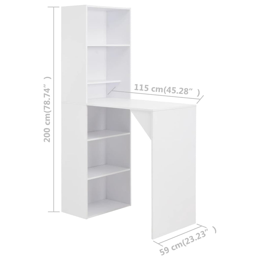 Bartafel met kast 5x59x200 cm Wit