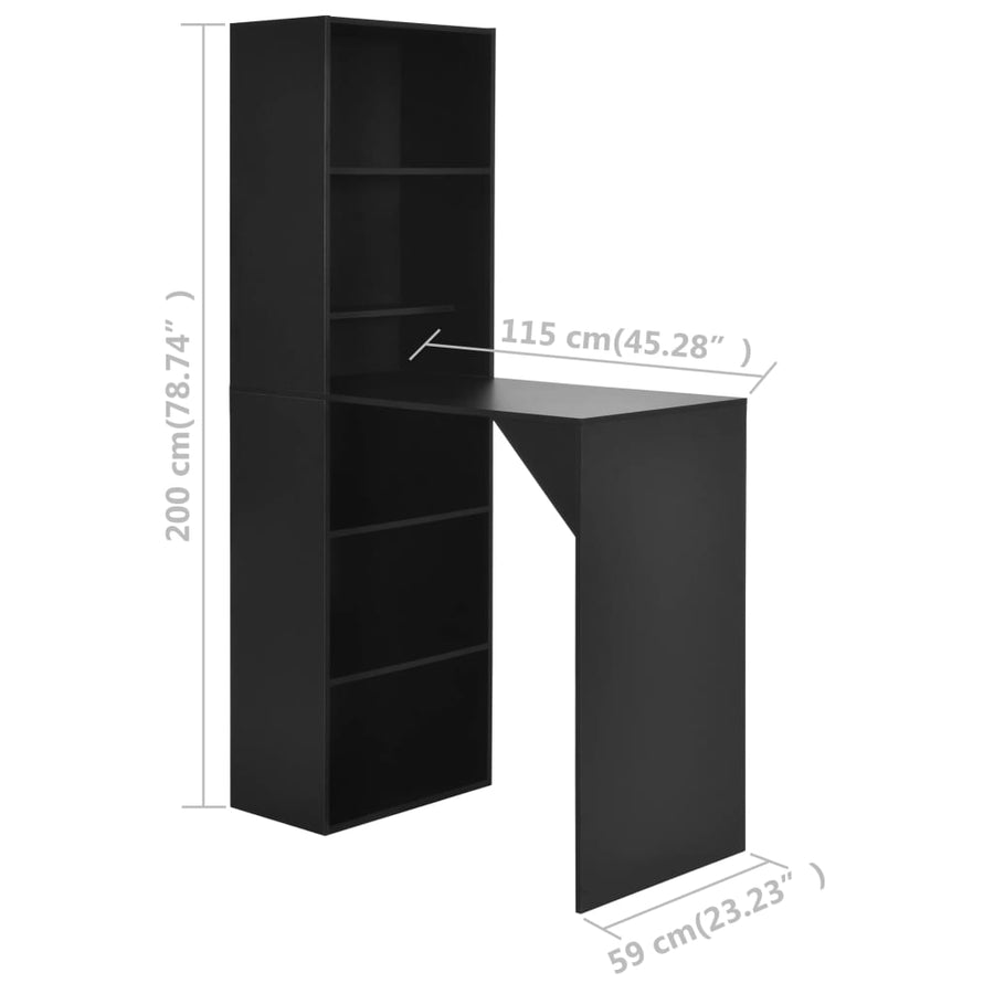 Bartafel met kast 5x59x200 cm Zwart