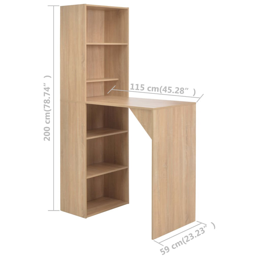 Bartafel met kast 115x59x200 cm eikenkleurig Eiken