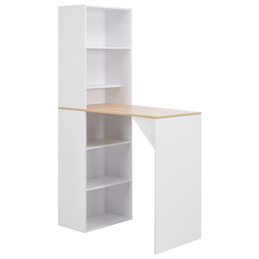 Bartafel met kast 115x59x200 cm wit Wit en bruin