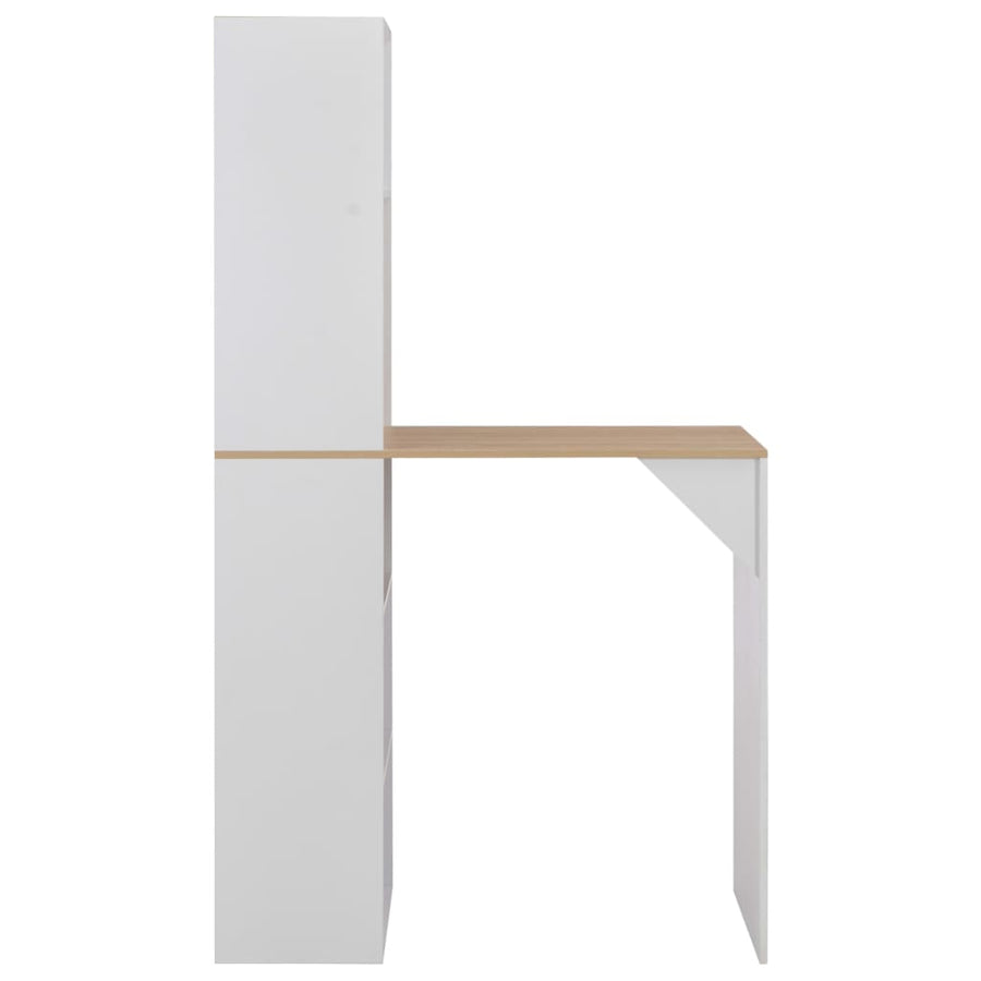 Bartafel met kast 115x59x200 cm wit Wit en bruin