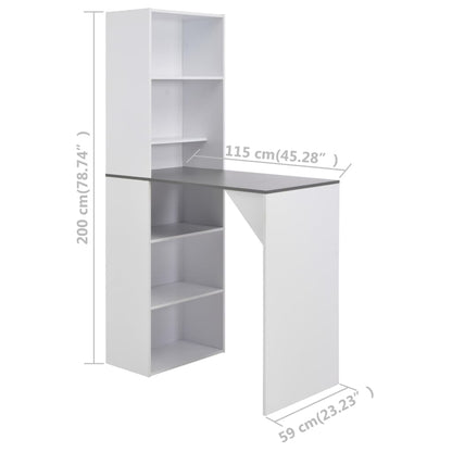 Bartafel met kast 115x59x200 cm wit Grijs
