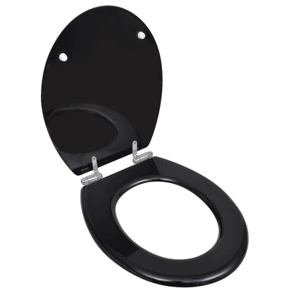 Toiletbril met soft-closedeksel 2 st MDF zwart 2 Effen zwart Ja