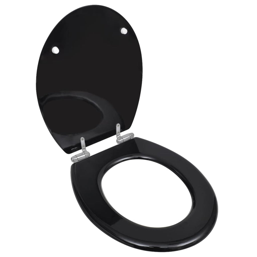 Toiletbril met soft-closedeksel 2 st MDF zwart 2 Effen zwart Ja