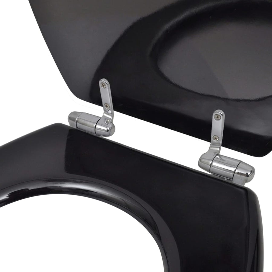 Toiletbril met soft-closedeksel 2 st MDF zwart 2 Effen zwart Ja