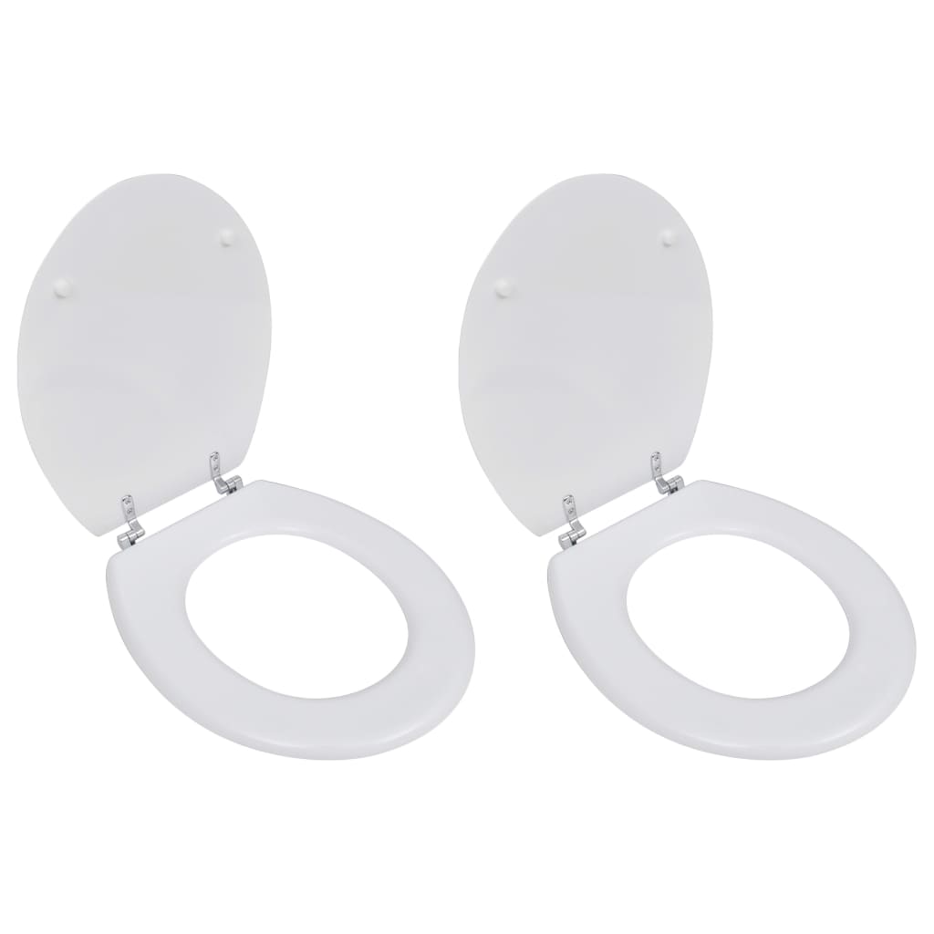 Toiletbrillen met deksels 2 st MDF wit 2 Effen wit Nee
