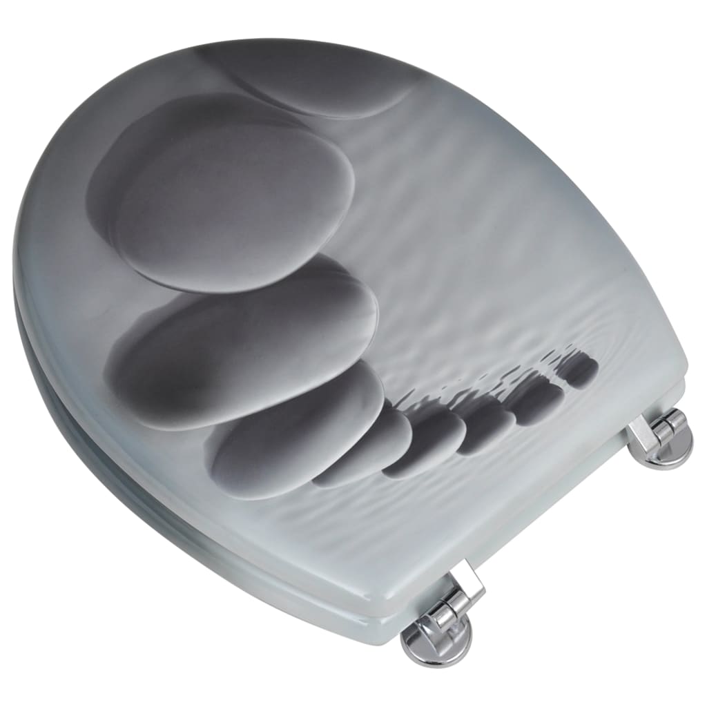 Toiletbrillen met deksels 2 st stenen MDF 2 Stenen Nee