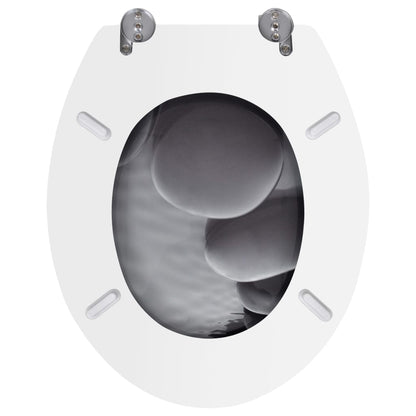 Toiletbrillen met deksels 2 st stenen MDF 2 Stenen Nee