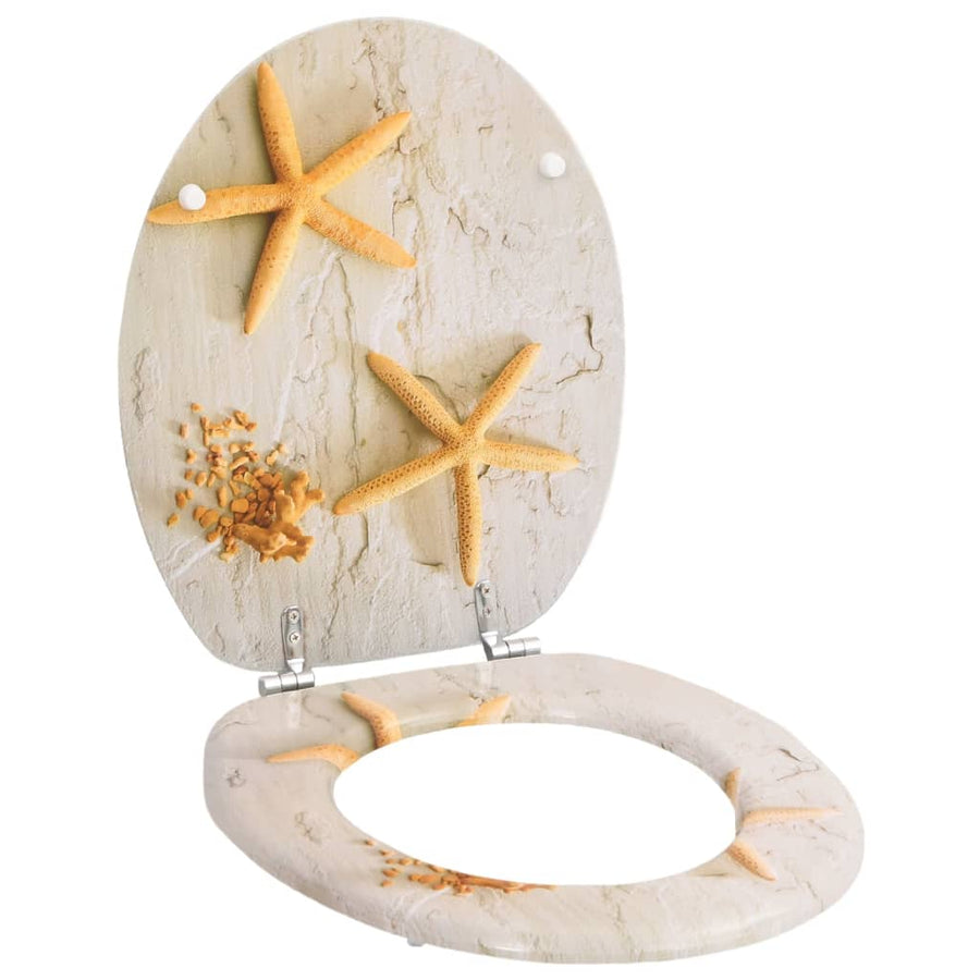 Toiletbrillen met deksels 2 st zeester MDF 2 Zeester Nee