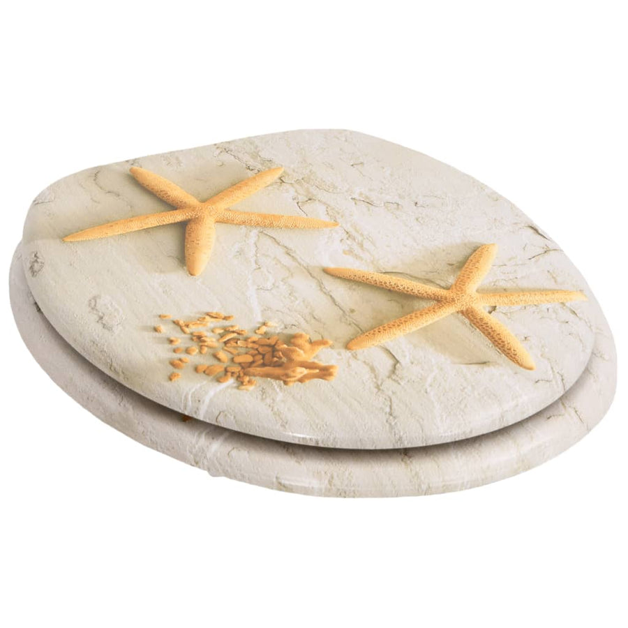 Toiletbrillen met deksels 2 st zeester MDF 2 Zeester Nee