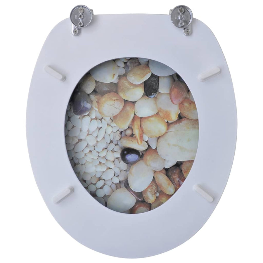 Toiletbrillen met deksels 2 st kiezelstenen MDF 2 Kiezels Nee