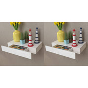 Wandplanken zwevend met lades 2 st 48 cm wit