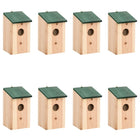 Vogelhuisjes 8 stuks massief grenenhout 12x12x22 cm