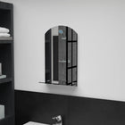 Wall mirror with shelf 30x50 cm tempered glass