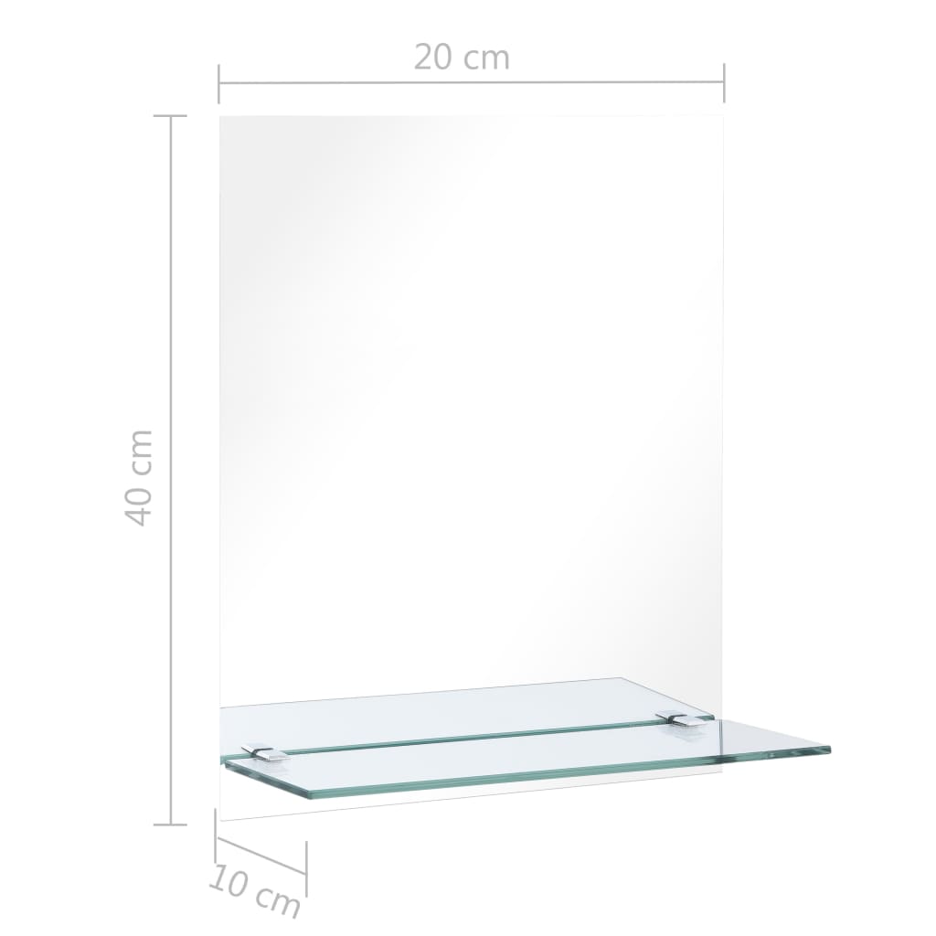 Wandspiegel Met Schap 20X40 Cm Gehard Glas 20 x 40 cm Rechthoekig