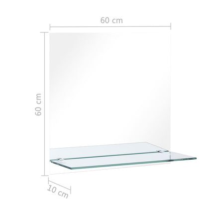 Wandspiegel Met Schap Gehard Glas 60 x 60 cm Rechthoekig