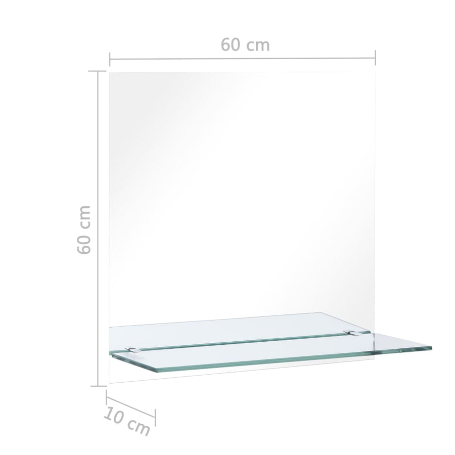 Wandspiegel Met Schap Gehard Glas 60 x 60 cm Rechthoekig