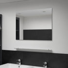 Wall mirror with shelf 80x60 cm tempered glass